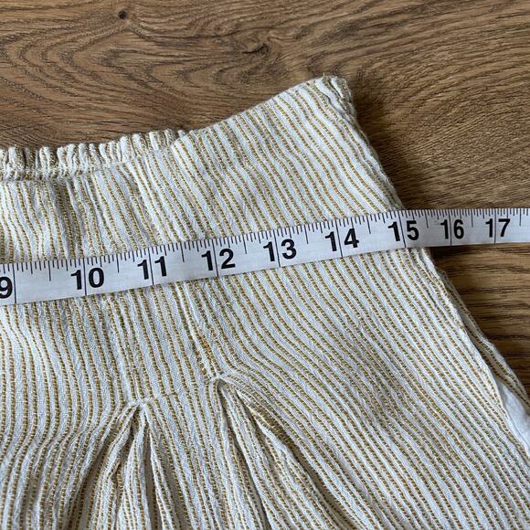 Free People See You Again Smocked Pull on Pants M Cream Striped - Picture 7 of 9